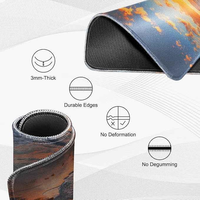 JIKIOU 3 Pack Mouse Pad with Stitched Edge, Portable Size-10.2x8.3in Sunset | - Image 3