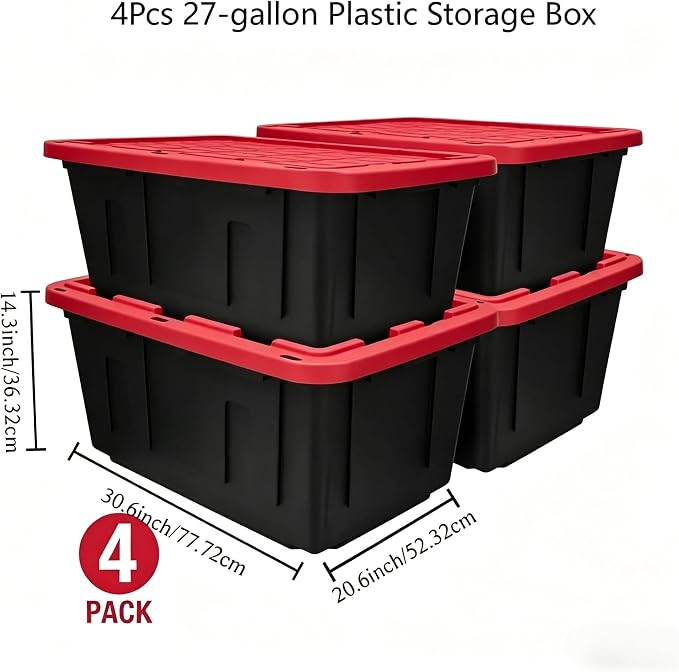 4Pcs 27-gallon Plastic Storage Box, Sturdy and Durable - Image 2