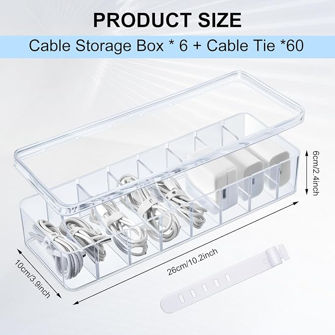 Tatuo 6 Pcs Cord Organizer for Drawer Desktop, Cable Organizer Box - Image 2