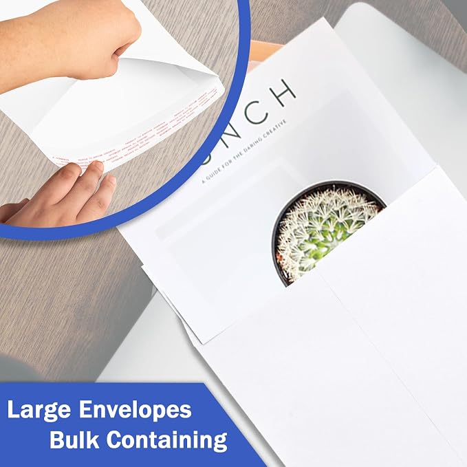 100 Pack 10x13 White Catalog Envelopes Self Seal, Goefun 100GSM Paper White - Image 5