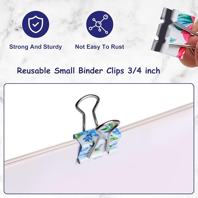 Ufmarine 60 Pcs Small Binder Clips3/4 Inch, Flower Cute Binder Clips - Image 2