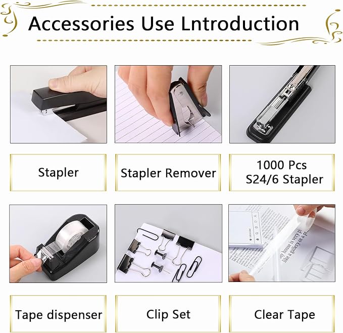 Office Supplies, Desk Accessories, Stapler and Tape Dispenser Set - Image 2
