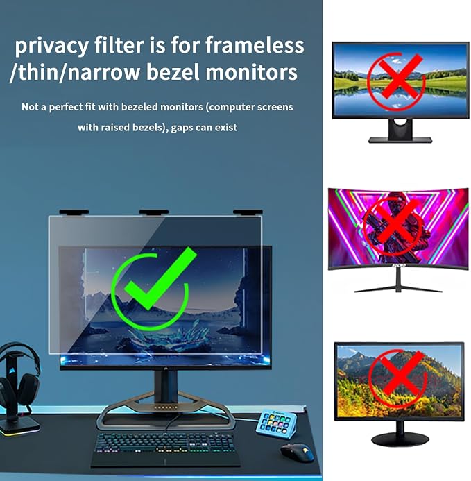 2 Pack Magnetic Hanging Computer Privacy Screen 22 Inch - Image 2