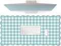 Scalloped‌ Teal Green Checkered Desk Mat Cute Pastel Large Gaming Mouse Pad by Unknown