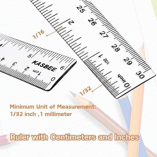 Plastic Rulers, 6 Inch Ruler, 12 Inch Ruler, Straight Plastic Ruler Set - Image 2