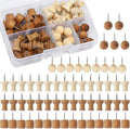 60 Pcs Wood Push Pins Thumb Tacks Walnut Push Pins Cylindrical Push Round Head by Tikjiua