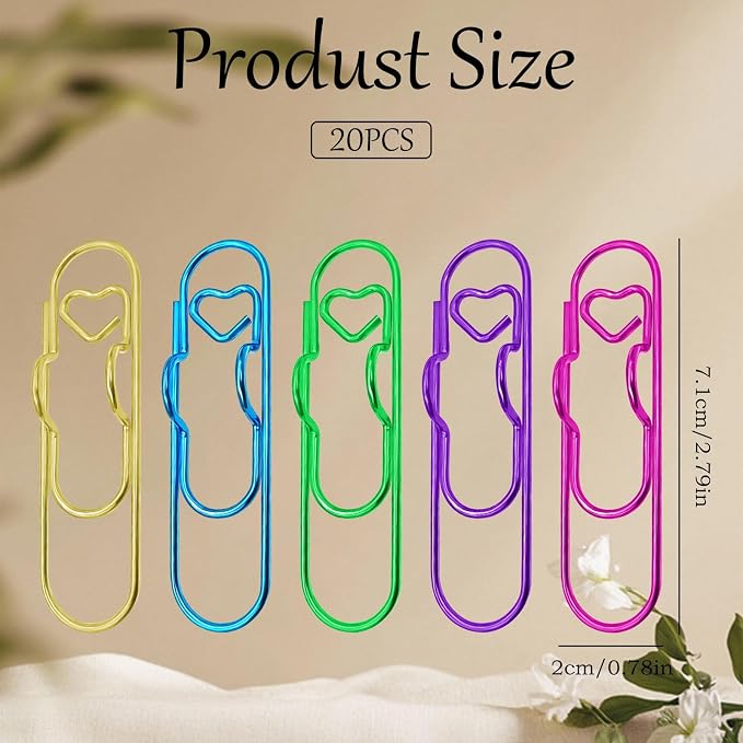 HINGTAI 20Pcs Colorful Metal Pen Clips, Paper Clip Pen Holder Supplies Cute - Image 2