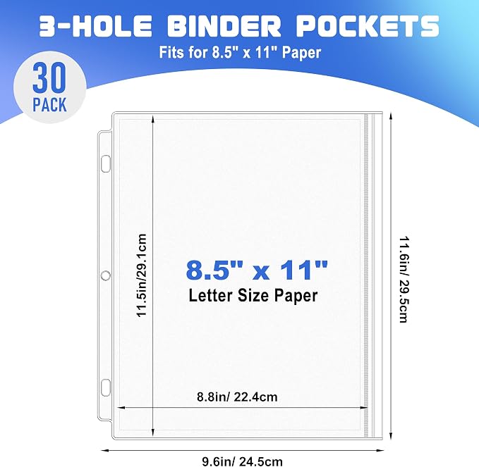Antner 30 Pack Letter Size Binder Pockets - Image 2