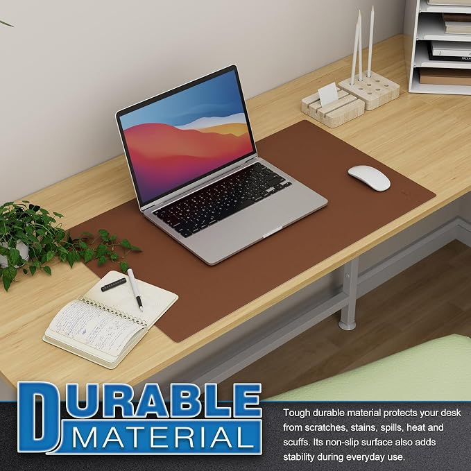 K KNODEL Small Office Leather Desk Mat, Mouse and Keyboard Pad, Computer and - Image 5