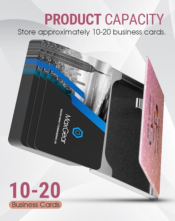 MaxGear Stainless Steel Business Card Holder, Slim Card Case, Buckle Closure - Image 3