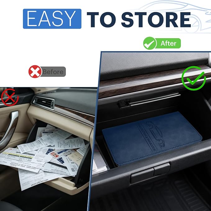 Car Registration and Insurance Card Holder, Magnetic Closure Leather Vehicle - Image 6