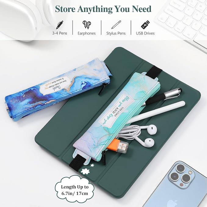 MoKo Elastic Pen Holder for Notebook, 4 Pieces PU Leather Pencil Case - Image 3