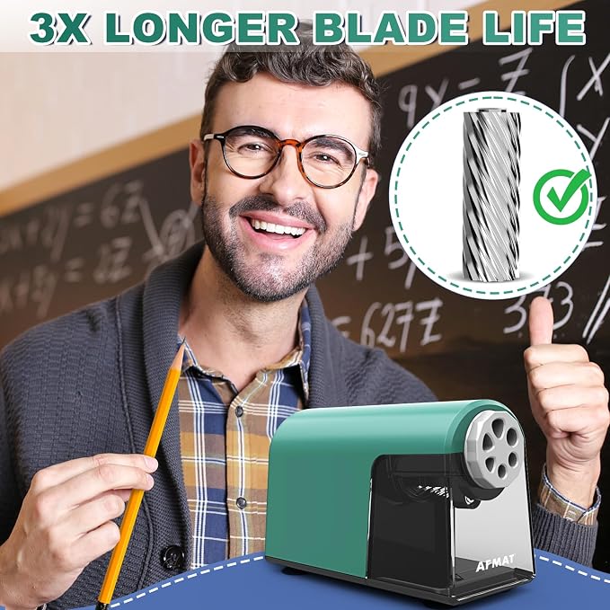 AFMAT PSX2 Heavy Duty Electric Pencil Sharpener 6 Holes, Classroom Pencil - Image 4