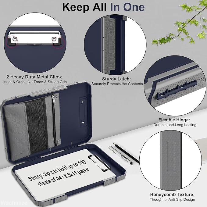 Thicker Clipboard with Storage, Internal Pen Pouch Included, A4 / Letter Size - Image 6