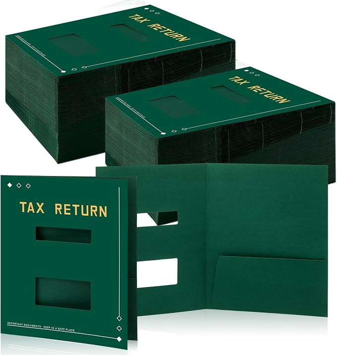 Mooliwe 100 Pcs Green Tax Return Folders Bulk 9 x 11.25 Inches Income Tax by Mooliwe