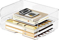 Tomorotec 2 Pack Clear Stackable Letter Tray, A4 Desk File Organizer Set | by Tomorotec