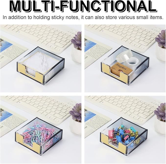MultiBey Gradient Acrylic Sticky Note Holder & Staple Remover Set - Image 4