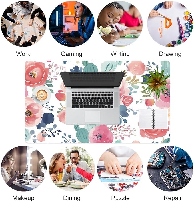 Colorful Star Large Mouse Pad, Women Girls PU Leather Waterproof Gaming Mousepad - Image 6