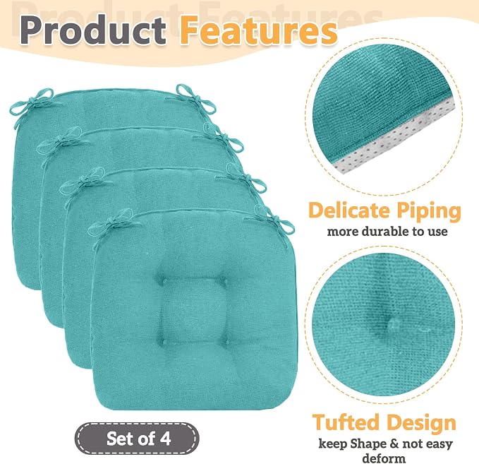 MAGIC ELEPHANT Chair Cushions for Dining Chairs, Memory Foam Kitchen Chair - Image 4