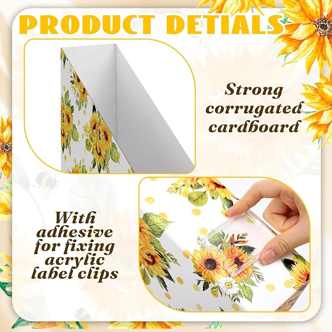 AmazingSpark Set of 4 Sunflower Magazine Holder Decorative Foldable Magazine - Image 3