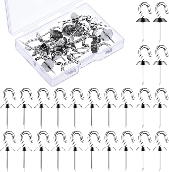 Hotop 60 Pieces Push Pin Wall Hooks Metal Thumb Tack Hangers Iron Alloy Nail by HOTOP