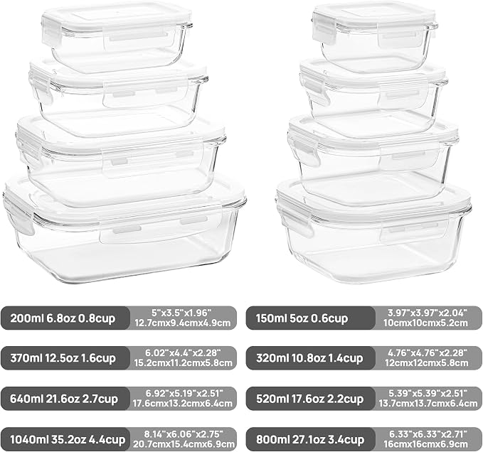 Vtopmart 8 Pack Glass Food Storage Containers - Image 2