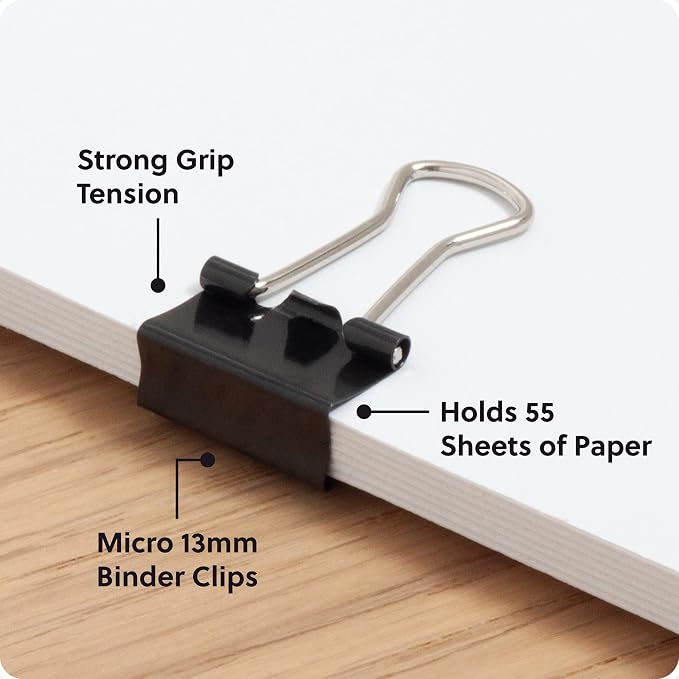 U Brands Binder Clips, Micro 1/2-Inch Width, 1/5-Inch Paper Holding Capacity - Image 3