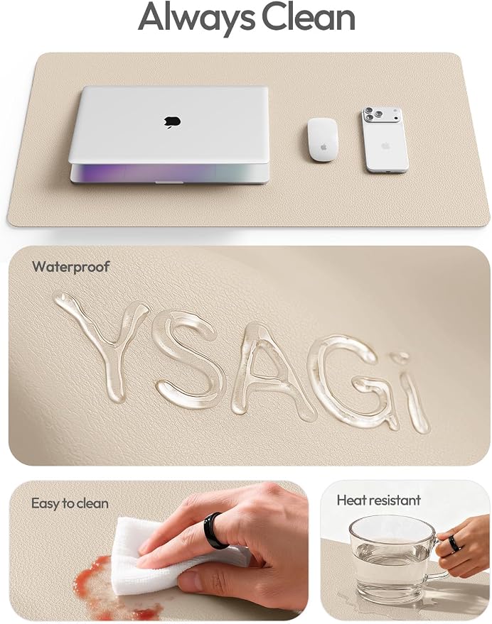 YSAGi Leather Desk Protector, Office Mat, Large Mouse Mat, Non-Slip PU Leather - Image 7