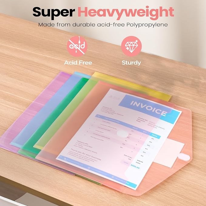 Sooez 36 Packs Plastic Envelopes Plastic File Folders, Fresh Colors - Image 7