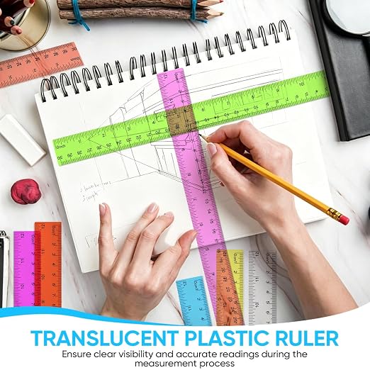 SenseYo 32 Pcs Clear Plastic Rulers 12 Inch Color Transparent Ruler - Image 5