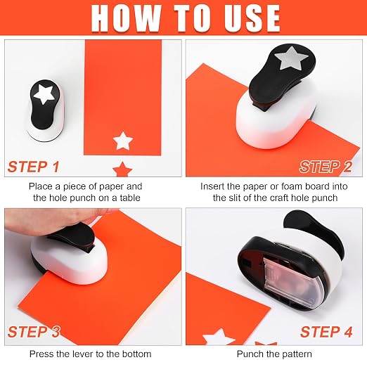 CHENGU 3 Pack Craft Paper Punch Star 2, 1 and 5/8 Inch Punch Paper Punchers - Image 4