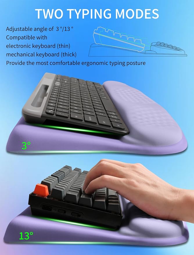 Ergonomic Wave Wrist Rest with Keyboard Stand, Cushioned Palm Rest, Comfortable - Image 2