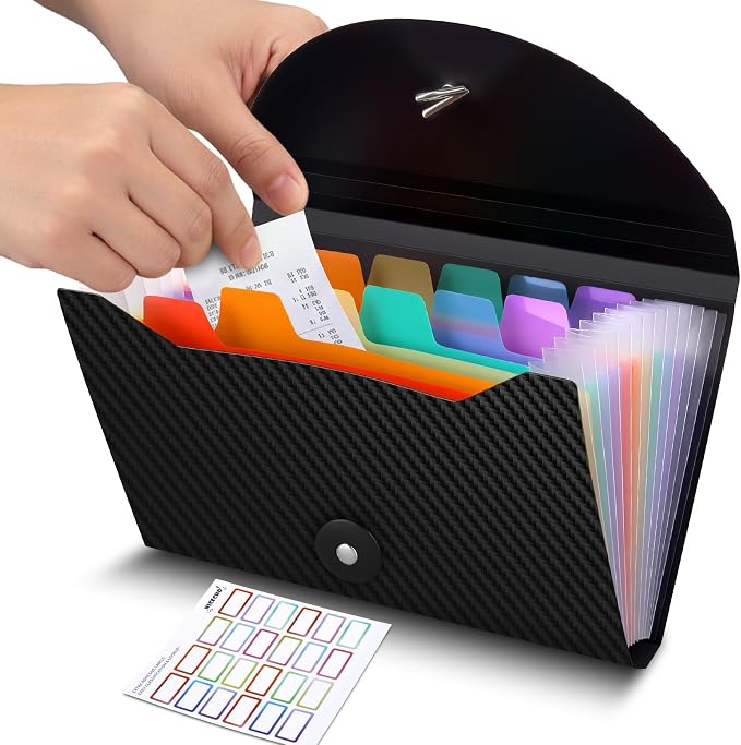13 Pockets Receipt Coupon Organizer, 7X 4.5 Inches Small Accordion File by Nicecho