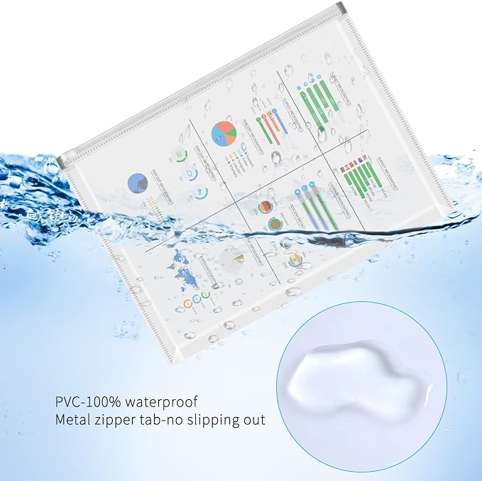 FYY 5PCS Plastic Envelopes, A4 Letter Size Poly Zip Envelopes File Folders - Image 3