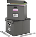 File Organizer Boxes with Lids, Collapsible Faux Leather Hanging File Folder by Huolewa