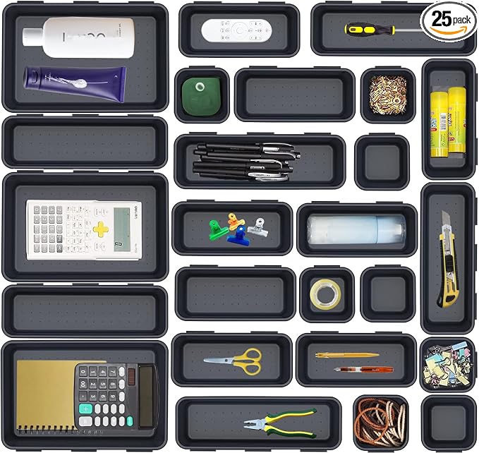 Kutesna 25 PCS Interlocking Desk Drawer Organizer Separator by Kutesna