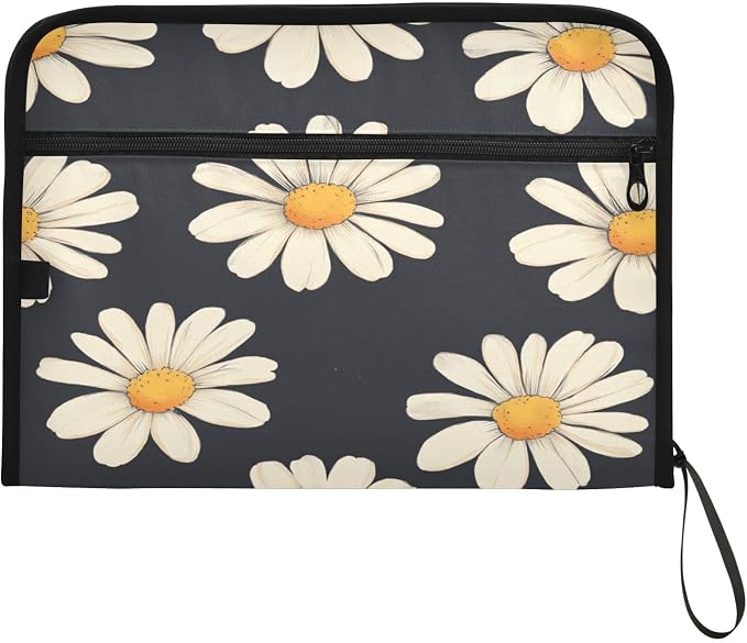 Black Daisy Corn Poppy Accordion File Organizer Expanding Document Folder - Image 7