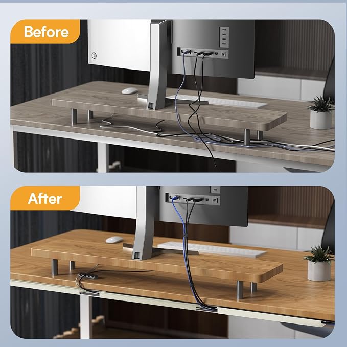 Delamu 2 Pack Under Desk Cable Management, Safe Tidy Cable Management Under - Image 5