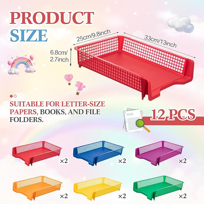 Geetery Set of 12 Turn in Trays Classroom Plastic Trays - Image 2