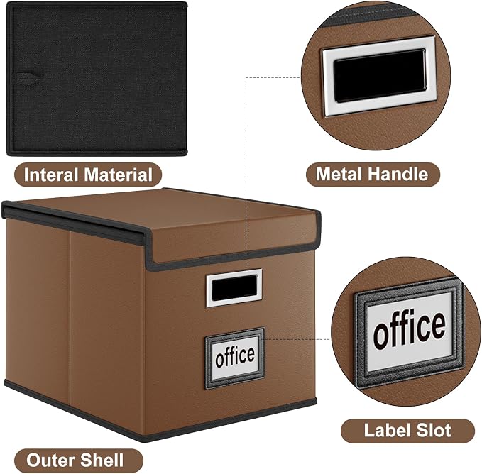 Faux Leather File Organizer Box - Image 3