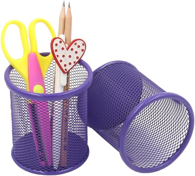 EasyPAG Pencil Holder for Desk, 2 Pack Metal Pen Organizer, Mesh Pencil Cup - Image 3