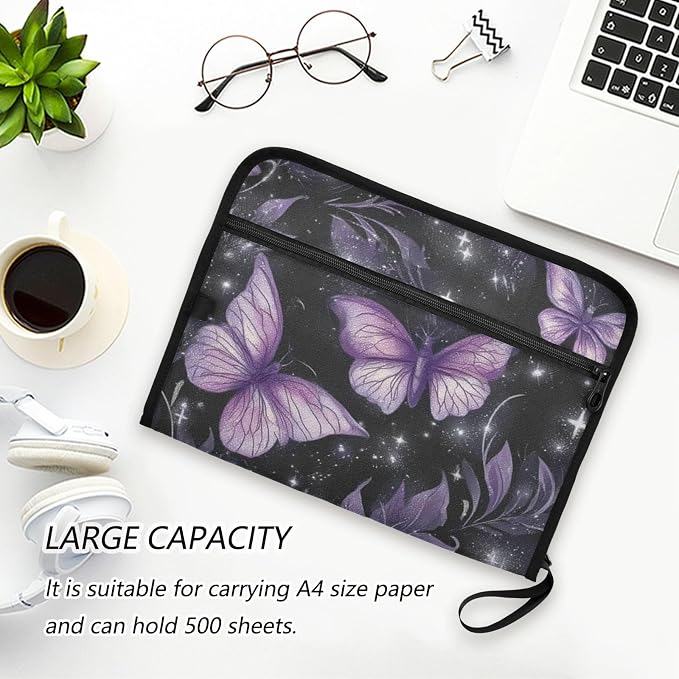 Purple Butterflies Accordion File Organizer Expanding Document Folder - Image 6