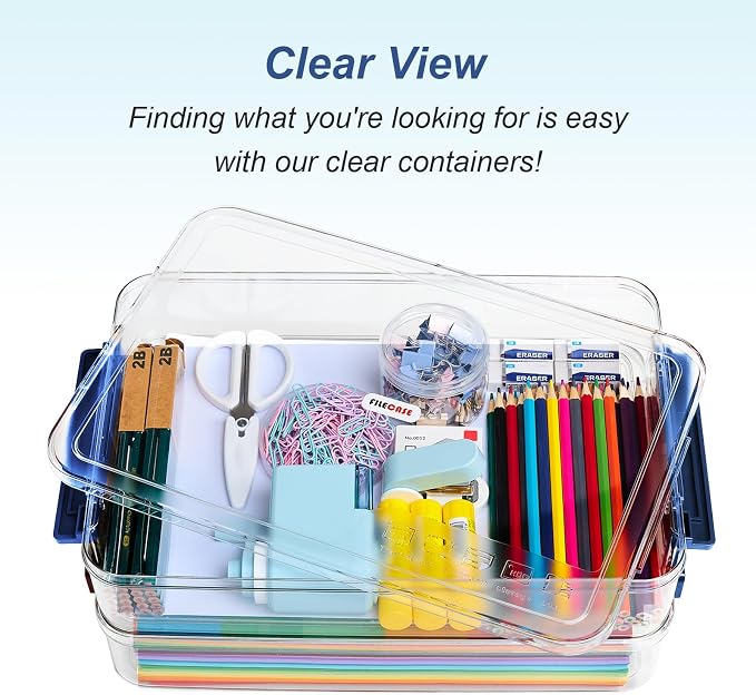 CATOOMUU 16-Pack 9x13 Shallow Flat Clear Plastic Storage Boxes | 5.5Qt - Image 4