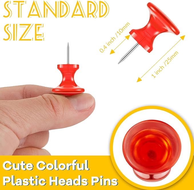Outus 100 Pcs Giant Push Pins Large Thumb Tacks Plastic Heads 1 Inch Jumbo Push - Image 2