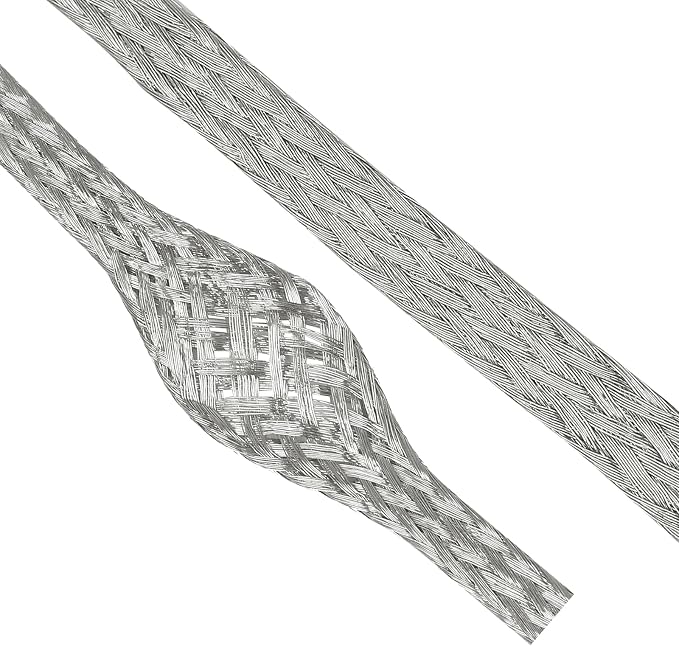 Tinned Copper Braid Wire Shielding Ground Strap Metal Cable Sleeve Expandable by BuyUneed