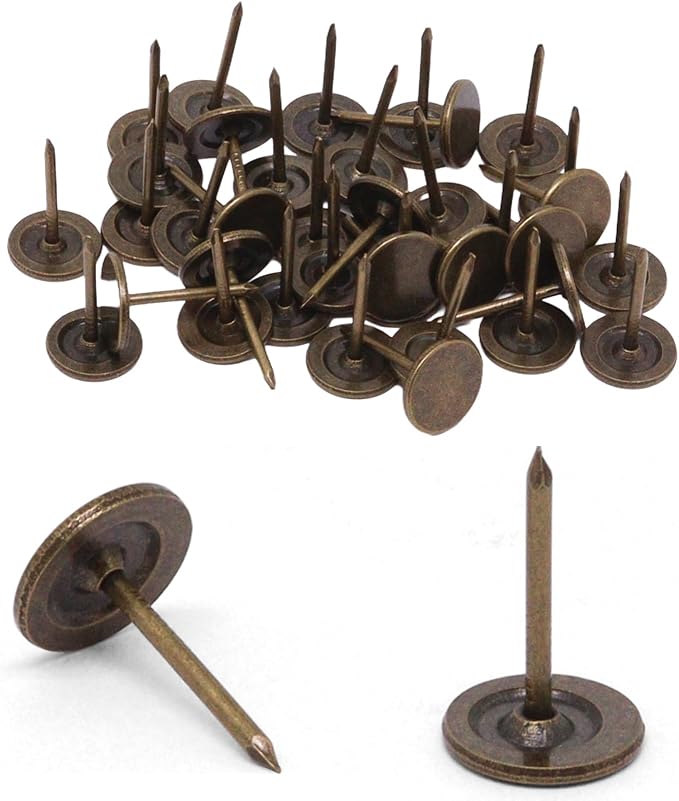100Pcs Upholstery Tacks, Vintage Flat Head Thumb Tacks Upholstery Nails by Unknown