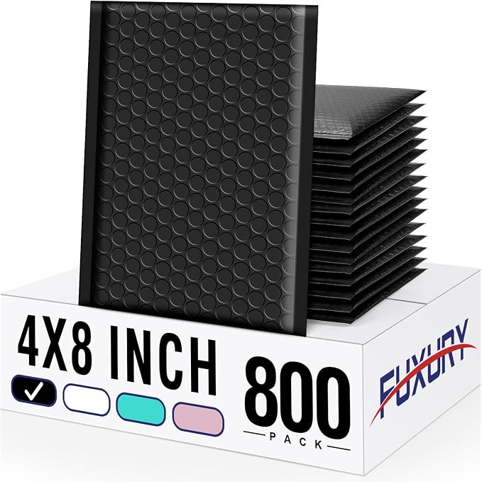 Fuxury Bubble Mailers 4x8" 800Pcs Bulk, Waterproof Padded Envelopes Usable Size by Fuxury