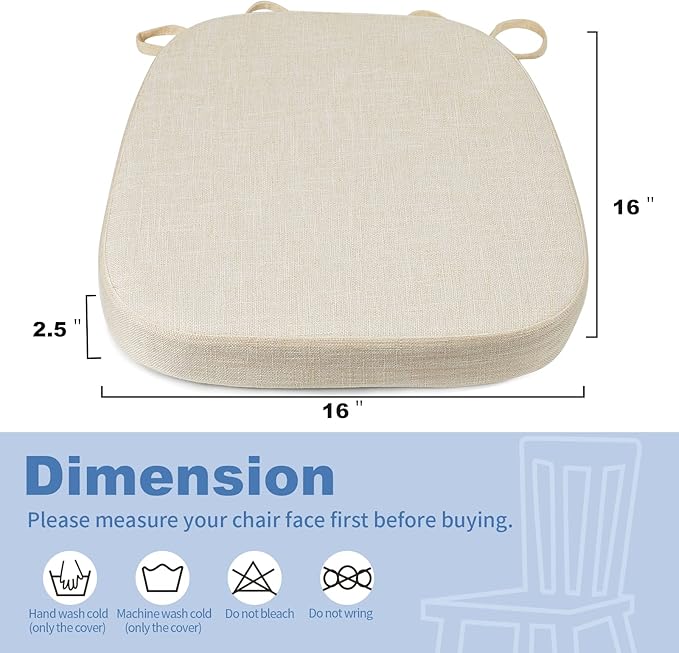BUYUE Thickened 2.5" Friendly Woven Fabric Dining Chair Cushion, U-Shape High - Image 2
