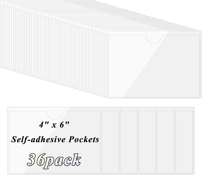 Antner 36 Pack Self-Adhesive Index Card Pockets by Antner
