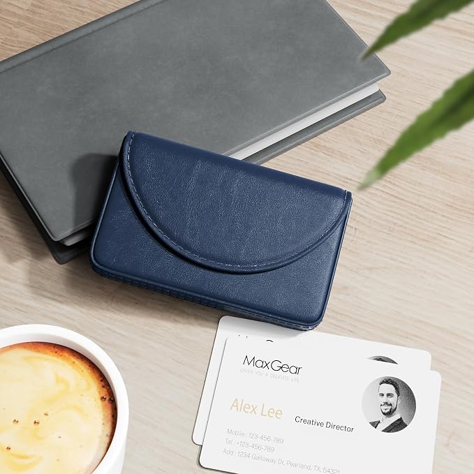 MaxGear Business Card Holder Case, PU Leather Business Card Case, Portable - Image 2